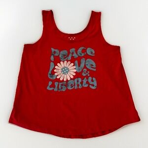 4/$25 Sale! Women's Red Tank Top "Peace Love Liberty" Size Small